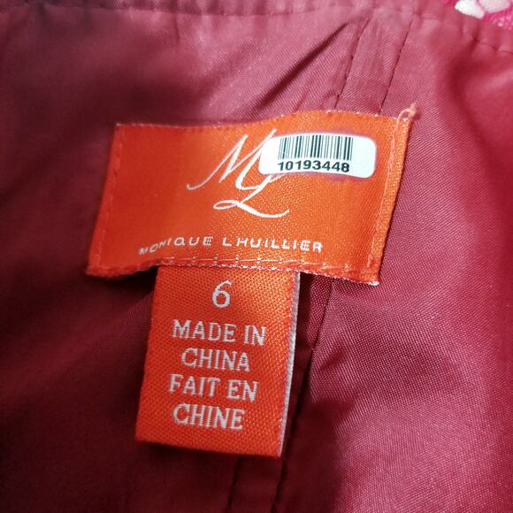 ML Monique Lhuillier Red Lace Fit & Flare Dress - Picture 2 of 15